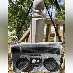 Geekcook Walkbag Felt Boombox Radio Messenger Laptop Bag Gray Black Retro 80s